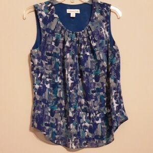 Coldwater Creek Women's Blue Patterned Sleeveless Top